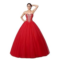 Crystals Lace-Up Crystal Beaded Sequined Satin/Tulle Sweetheart 2015 Prom Dress/Quinceanera Dress 