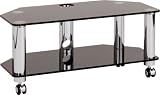  : Optimum Fusion LCD800 2 Shelf Television Stand - Polished Chrome Rods With Black Glass
