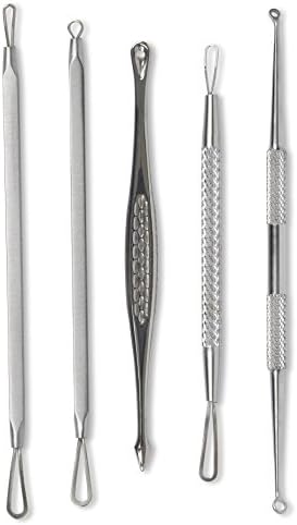 Blemish Extractor Kit - 5 Professional Extractors Instruments For Blackhead,Pimples,Comedone and Acne Removal By Complete Skin Solutions
