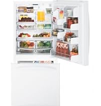 GE Profile: PDSF0MFXWW 20.1 cu. ft. Bottom-Freezer Refrigerator with 4 Glass Shelves, Gallon Door St