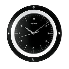Seiko Wall Quiet Sweep Second Hand Clock Curved Glass Crystal White Dial #QXA314KL