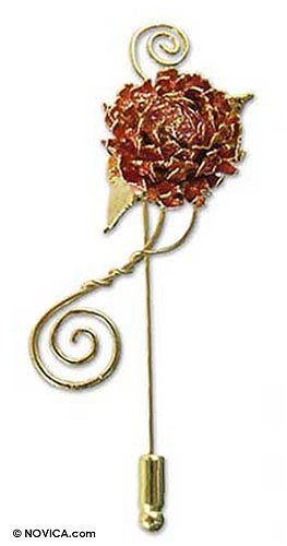 Natural flower gold-plated stickpin 3 L