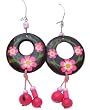 Handmade Earrings - Florescent Flowers in Coconut and Acai seeds