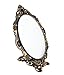 Ivenf Large Size Vintage Metal Oval Make-Up Hand/Table Mirror, Peacock On Rock In Bamboo Forest, Rose Copper