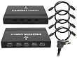 Pyle Great HDMI Switcher & Cables Package for Home/Office/Schools/Public -- PHDMSWM4 High Definition HDMI 4 Source Input and 1 Source Output Manual Mechanical Switcher + (4x) PHDMRT6 6Ft. Horizontal Swivel High Definition HDMI Cable With Heavy-Duty Fiber Shielding.