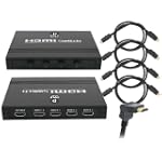 Pyle Great HDMI Switcher & Cables Package for Home/Office/Schools/Public -- PHDMSWM4 High Definition HDMI 4 Source Input and 1 Source Output Manual Mechanical Switcher + (4x) PHDMRT6 6Ft. Horizontal Swivel High Definition HDMI Cable With Heavy-Duty Fiber Shielding.