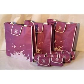 10 XL Designer Folding Reusable Grocery Tote Bags, Purple Butterfly Shopping Bags: Reusable Revolution