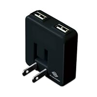 PLANEX「充電万能」2ポートUSB充電器ブラック PL-WUCHG01-B (Xperia/Galaxy/au/docomo/SoftBank/ウォークマン/iPod/iPhone4s/4/3GS/3G/PSP/DS/DSLite/Dsi 海外対応)