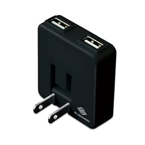 PLANEX「充電万能」2ポートUSB充電器ブラック PL-WUCHG01-B (iPod/iPhone5/4s/4/3GS/3G/Xperia/Galaxy/au/docomo/SoftBank/ウォークマン/PSP/DS/DSLite/Dsi 全ポート合計1A )