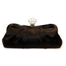 Kate Landry Pleated Satin Clutch Jewel Top Bag