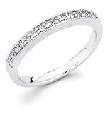 14k White Gold Channel Set 14 Round Diamond Wedding Anniversary 2.5mm Milgrain Ring Band