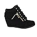 LINK GLADYS-24K Children Girl's Comfort Hidden Wedge Lace Up Ankle Sneakers