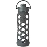 Lifefactory 22-Ounce Glass Bottle with Flip Cap and Silicone Sleeve, Carbon