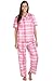 Del Rossa Women's 100% Cotton Woven Short Sleeve Pajama Set with Pj Pants