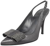 Stuart Weitzman Women's Bocaccio Slingback Pump, Pewter Glace Satin, 7 M US