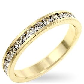 Click here to buy WOMEN'S RINGS GOLD PLATED W CLEAR CZ - Channel Set Eternity Band by ToltecTraders.com.