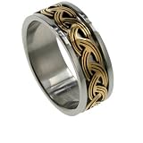 316L Stainless Steel Ring with IP gold plating braid design. Width: 8mm