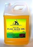 Flax Seed Oil Organic Carrier Virgin Cold Pressed Raw Pure 128 oz, 7 LB, 1 gal