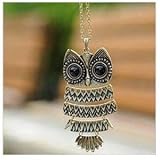 Acczilla Lovely Bronze Textured Owl Pendant With 25 Chain