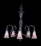 Framburg 9535 MB Mahogany Bronze Stone Crystal Wrought Iron 5 Light Down Lighting Chandelier from th