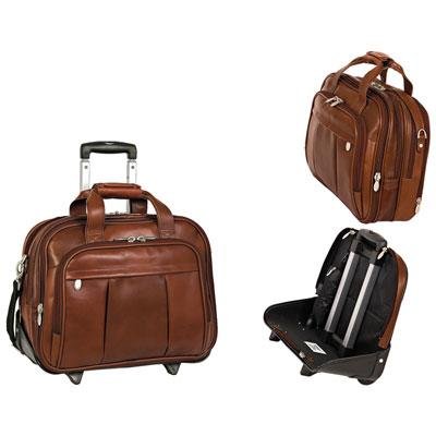 R Series Damen Leather Detachable - Wheeled Laptop Case in Brown