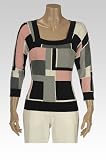Womens Printed Square Neck Knit Top