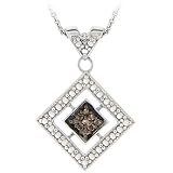 Sterling Silver 1/10ct TDW Champagne Diamond Pendant Necklace