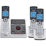 V-Tech DS6121-3 DECT 6.0 Digital Three Handset Answering System with Caller ID (Silver/Gray)