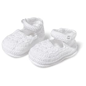 Country Kids Mary Jane Shoe With Pearl Button White, 0-6 Months