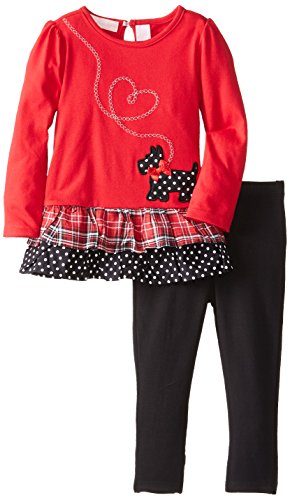 Kids Headquarters Girls' Two-Piece Dog Top with Legging Set