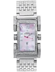 Aqua Master Mens or Womens Flex Bicycle Diamond Watch, 2.75 ctw in stainless Steel and pink mother of pearl dial