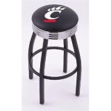 Cincinnati Bearcats 30 Single-ring Swivel Bar Stool with 2.5 Ribbed Chrome Accent Ring