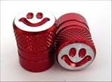 Smiley Face Valve Dust Caps Car/Bike/Cycle/BMX : Red x 2