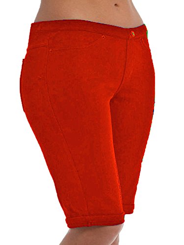 Hue Original Denim Cabana Boyfriend Short (U15138) L/Fiery Red