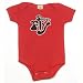 Superfly in 70s font in Black and Silver on Infant One Piece, 12-18 mo, Red