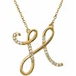 14k Yellow Gold Hot H Initial Diamond Necklace