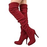 Furge02 Stretchy Thigh-High Boot RED