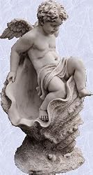 Sunny the swimmer angel statue home cherub in shell sculpture