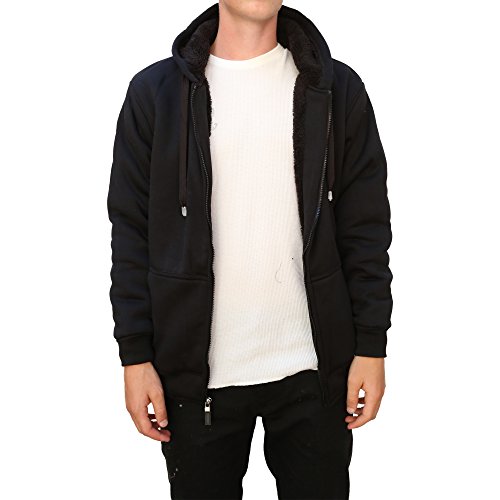 Maxxsel Mens Sherpa Heavy Polar Fleece Lined Zip Up Hoodie Jacket