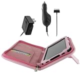 rooCase 3n1 Executive Leather Portfolio (Pink) Case Cover with Stand / Car Charger / Wall Charger for Samsung Galaxy Tab Tablet P1000 Wi-Fi / 3G