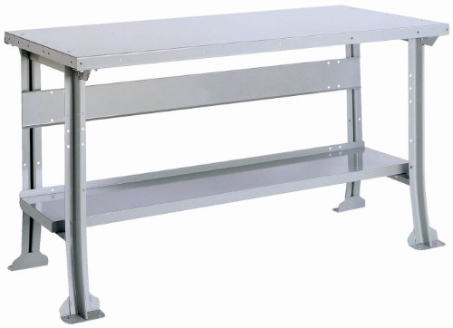 Lyon DD2522W Steel Top All Welded Work Bench with Stringer and Shelf, 60