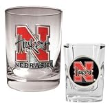 Nebraska Cornhuskers Rocks Glass & Shot Glass Set NCAA College Athletics