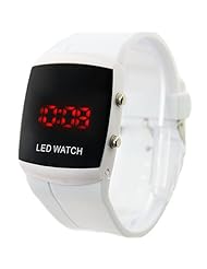 Top Brand Unisex Fashion Quartz Wrist Watch Colorful Plastic Red LED Sport Digital Color White