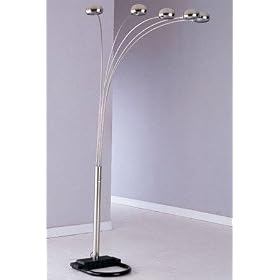5-lite Floor Lamp with Balanced Weighted Base in Nickel Finish