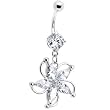 Crystalline Gem Majestic Lily Flower Belly Ring