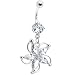 Crystalline Gem Majestic Lily Flower Belly Ring
