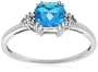 10k White Gold, December Birthstone, Blue Topaz and Diamond Ring, Size 6