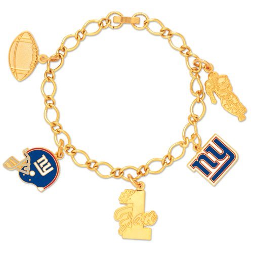 New York Giants Gold Tone NFL Charm Bracelet