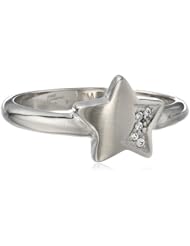 Womens Stainless Steel with Cubic Zirconia Star Ring