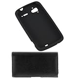 GTMax Black Silicone Skin Cover Case + Universal Horizontal Pouch Case for  ....
